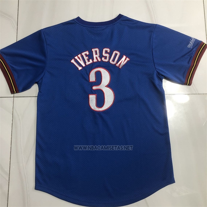Camiseta Manga Corta Philadelphia 76ers Allen Iverson NO 3 Azul